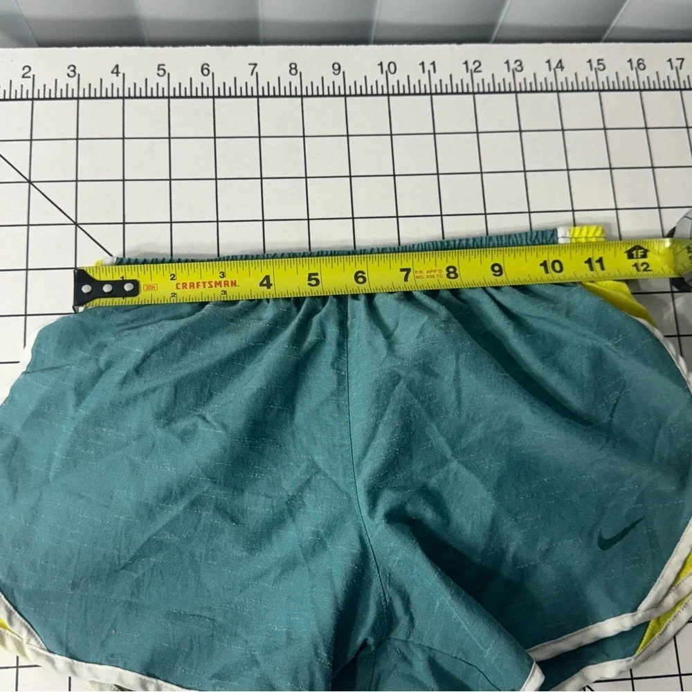 Nike Dri-FIT Kids Teal Neon Yellow Running‎ Tempo Shorts Size Medium M